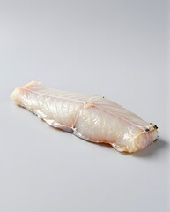 Raw White Fish Fillet on Gray Background Ready for Culinary Preparation and Cooking