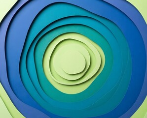 Abstract Layered Circular Design in Various Shades of Blue and Green Creating a 3D Effect