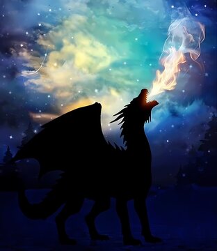 gragon howling at the moon