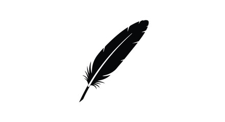 Fototapeta premium Delicate black feather isolated on a clean white background, representing lightness and simplicity.