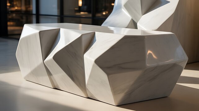 Geometric Marble Bench with Sharp Angles commercial