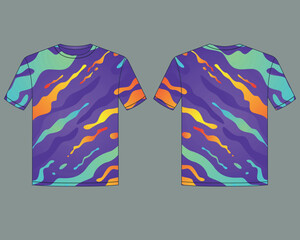 T-shirt design template, vector illustration with a abstract neon light background
