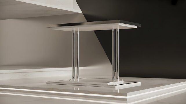 Modern Rectangular Display Stand with Chrome Legs podium