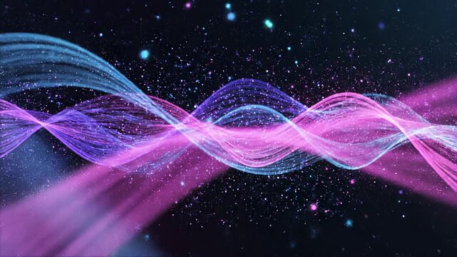 Abstract Neon Light Waves with Flowing Energy and Particles
