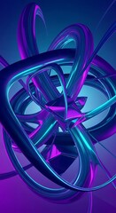 Abstract 3D Rendered Sculpture with Neon Lighting.