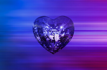 Heart shape love symbol with heart shaped disco ball 