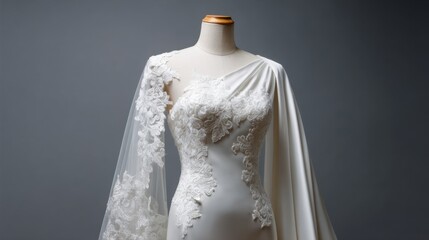 Elegant white wedding dress with lace detail