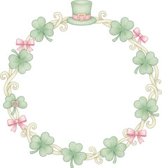 Decorative St. Patrick's Day wreath with shamrocks and a whimsical hat
