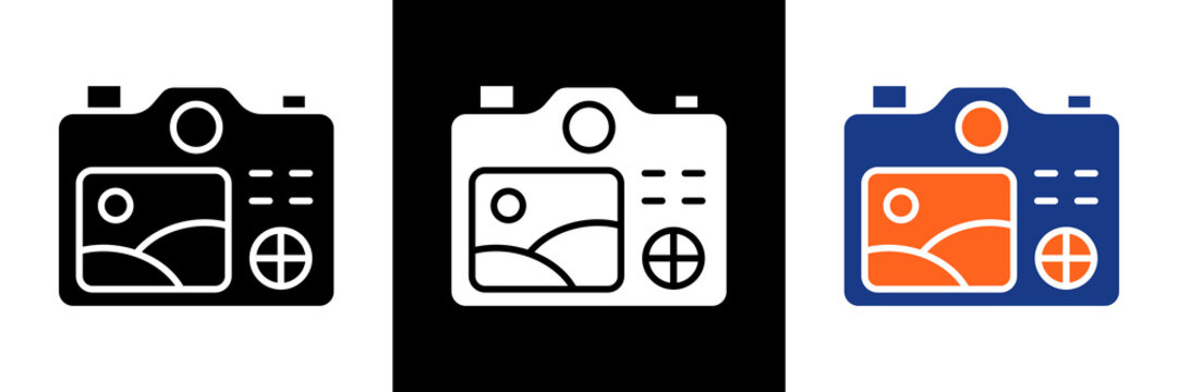 Back Camera Icon Set Glyph Vector Illustration