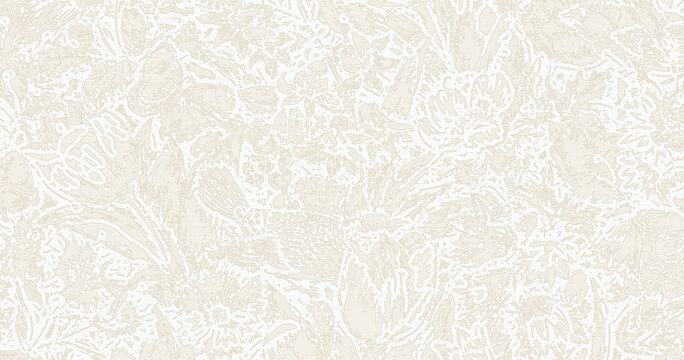 An elegant and delicate hand-drawn floral line art pattern showcasing intricate blooms and vines on a light background.