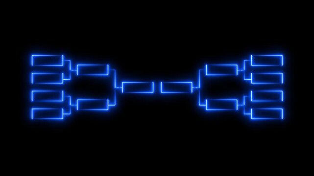 Glowing Blue Flowchart Diagram with Rectangular Blocks on Black Background for Business Presentation