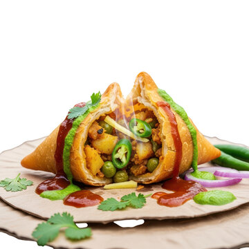 Indian kati roll transparent png, delicious street food with spices and herbs