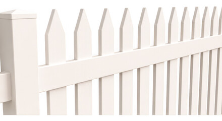 White wooden fence isolated for property boundary and garden design