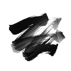 Abstract Black and White Brush Strokes on White Background.