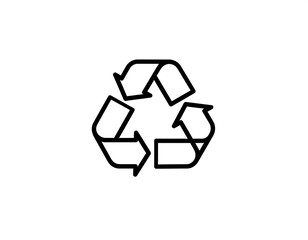 Obraz premium A black and white graphic of a recycling symbol on a white background