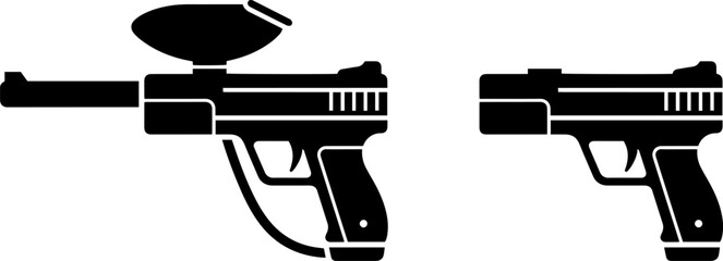 Modern paintball guns for recreational gaming and sport © G