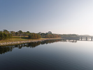 Fototapeta premium Lakeside Scenery Elements at Maluan Bay Park, Xiamen, Fujian