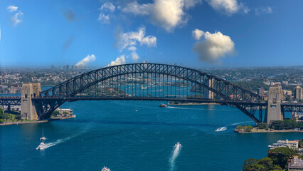 Obraz premium 5 February 2026 Aerial View of Sydney Harbour Circular Quay cruise Liner on a nice Summer day beautiful Sky in Sydney NSW Australia