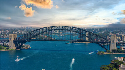 Fototapeta premium 5 February 2026 Aerial View of Sydney Harbour Circular Quay cruise Liner on a nice Summer day beautiful Sky in Sydney NSW Australia