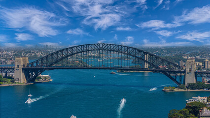 Obraz premium 5 February 2026 Aerial View of Sydney Harbour Circular Quay cruise Liner on a nice Summer day beautiful Sky in Sydney NSW Australia