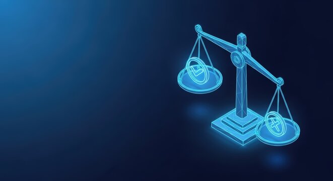 Digital Scales of Justice Symbol Representing Balance and Legal Equality