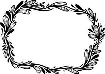 A beautiful floral wreath illustration with leaves and flowers in a minimalist line art style