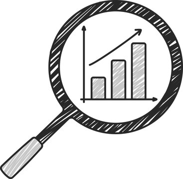 Hand Drawn Magnifying Glass Stock Chart Analysis