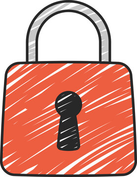 Hand Drawn Padlock Financial Security Illustration