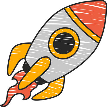 Hand Drawn Rocket Investment Growth Illustration