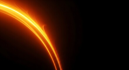 Vibrant orange arc of light against a dark background