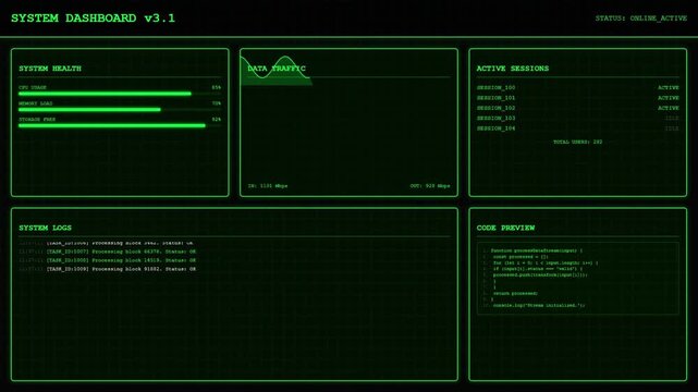 Modern Website UI Design Template with Navigation Menu and Interface Elements.