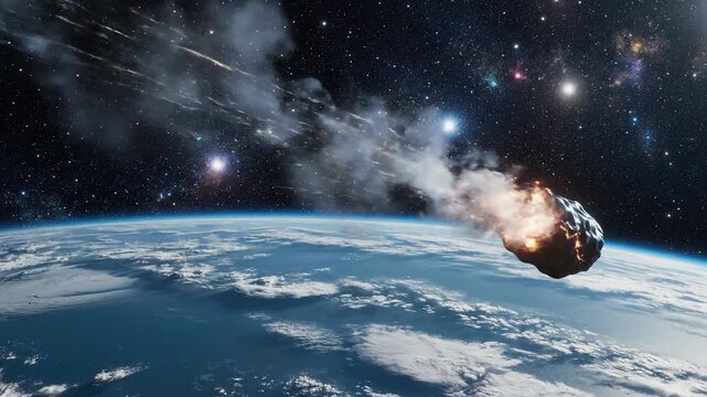 Asteroid Burning Up Entering Earth Atmosphere