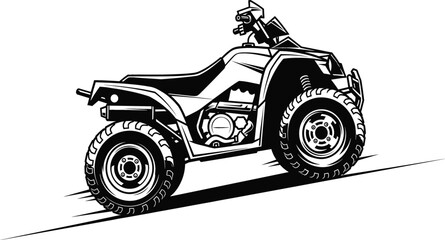 Professional quad bike vector illustration for offroad adventure extreme sports racing all terrain vehicle silhouette for mountain trail driving and utility outdoor power sports logo design. © MdEmdadul