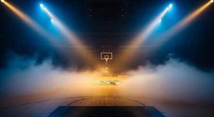 march madness, Basketball Arena Dramatic Lighting Smoke Effect Game Day