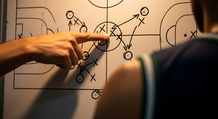 march madness, Soccer Strategy Coach Explaining Game Plan Tactics