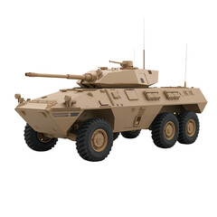 Naklejka premium Desert Camouflage Armored Vehicle with Cannon and Machine Gun