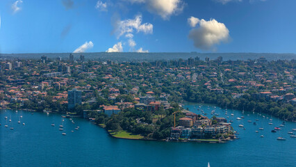 Obraz premium 5 February 2026 Aerial View of Sydney Harbour Circular Quay cruise Liner on a nice Summer day beautiful Sky in Sydney NSW Australia