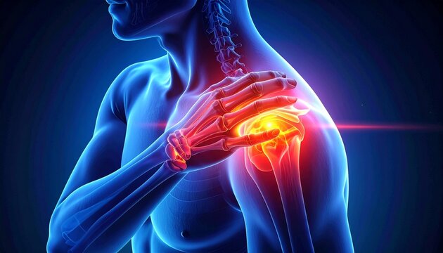 Shoulder Pain and Inflammation Visualized Anatomy Image for Healthcare and Wellness Concepts.