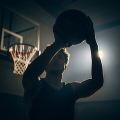 March Madness, Basketball Player Silhouette Intense Sports Moment