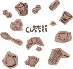 Obraz premium Hand drawn coffee pot illustration in minimal vector style