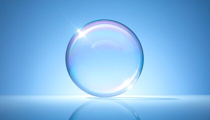 Transparent Sphere on Blue Background Representing Concepts like Purity Clarity and Reflection with Soft Lighting.