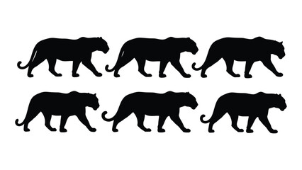 A sequence of silhouettes depicting the graceful movement of a leopard Vector © SILHUETTECHEMBER