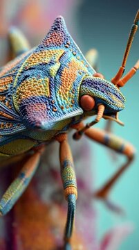 Extreme close up alate insect footage showing winged body anatomy and fine texture in macro video 4K