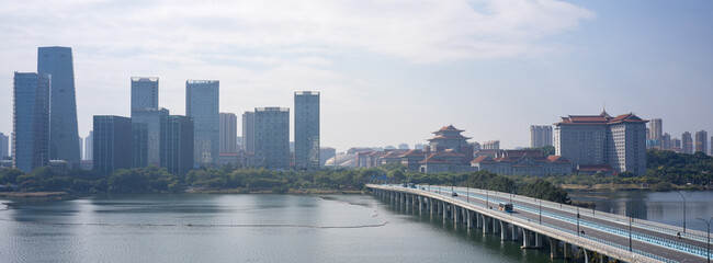 Urban Lake Scenery and Bridge Architecture, Jimei District, Xiamen, Fujian Province © Dong