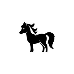 Obraz premium Illustration of a horse standing freely with flowing mane in profile view