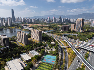 Urban Architectural and Transportation Landscape in Jimei District, Xiamen, Fujian Province