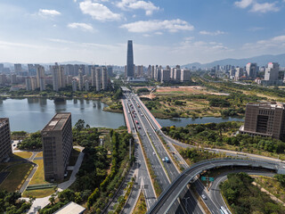 Urban Lakes and Major Roads in Jimei District, Xiamen, Fujian Province