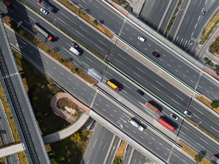 Aerial View of Urban Overpass Traffic in Jimei District, Xiamen, Fujian Province