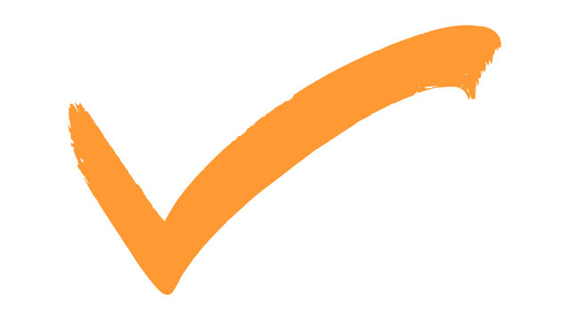 Creative Orange Paint Brush Check Mark Symbol for Approval and Success
