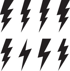 black lightning bolt icons on white background